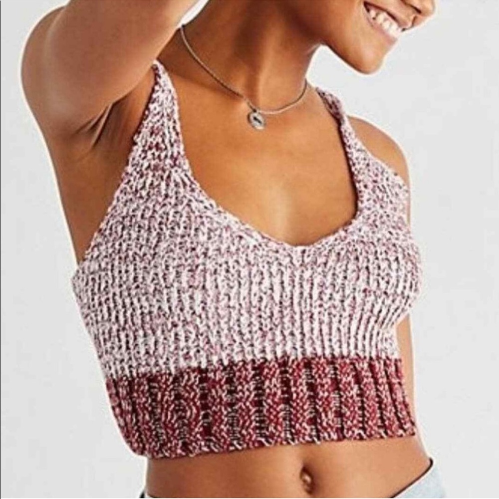 Free People Here All Day Knit Brami Maroon Red